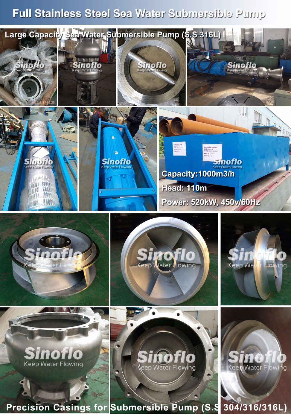 High Pressure Stainless Steel Submersible Salt Water Pump