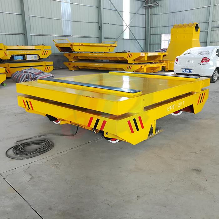 Warehouse Transfer Mobile Cable Powered Ultra-Low Table Rail Trolley