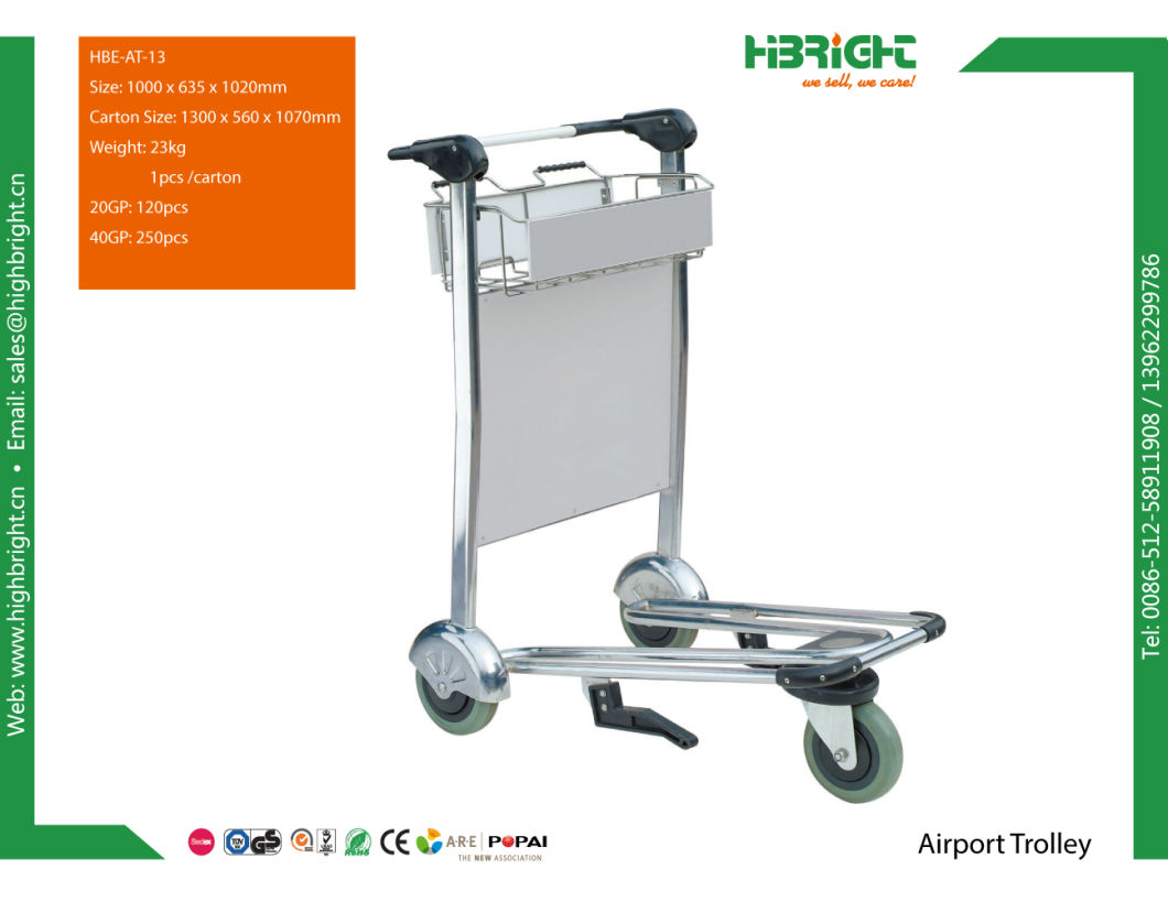 Airport Luggage Hand Cart with Hand Brake