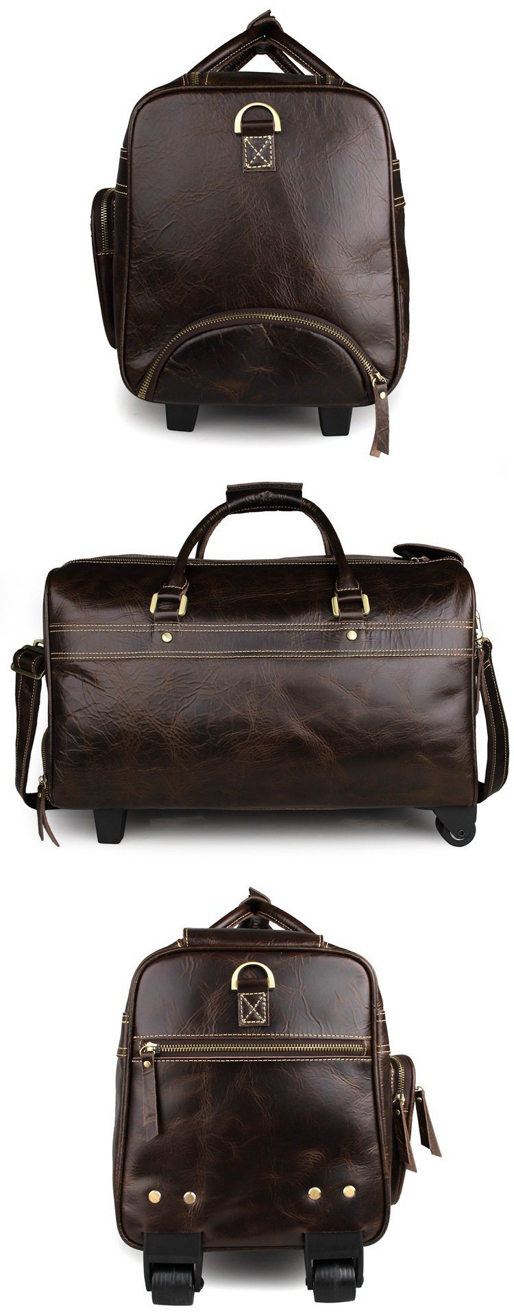 Factory Price Vintage Style Real Leather Travel Luggage Bag for Weekend