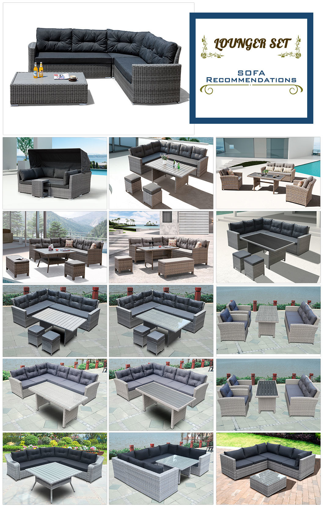 Patio Garden Home Hotel Office Joya Aluminum Lounge Outdoor Morden Sofa (J678)