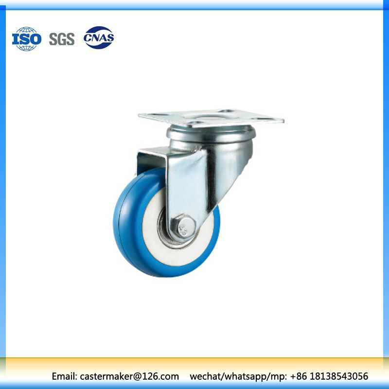 50mm Diameter Blue PU Light Duty Rotationary Solid Wheel Swivel Caster