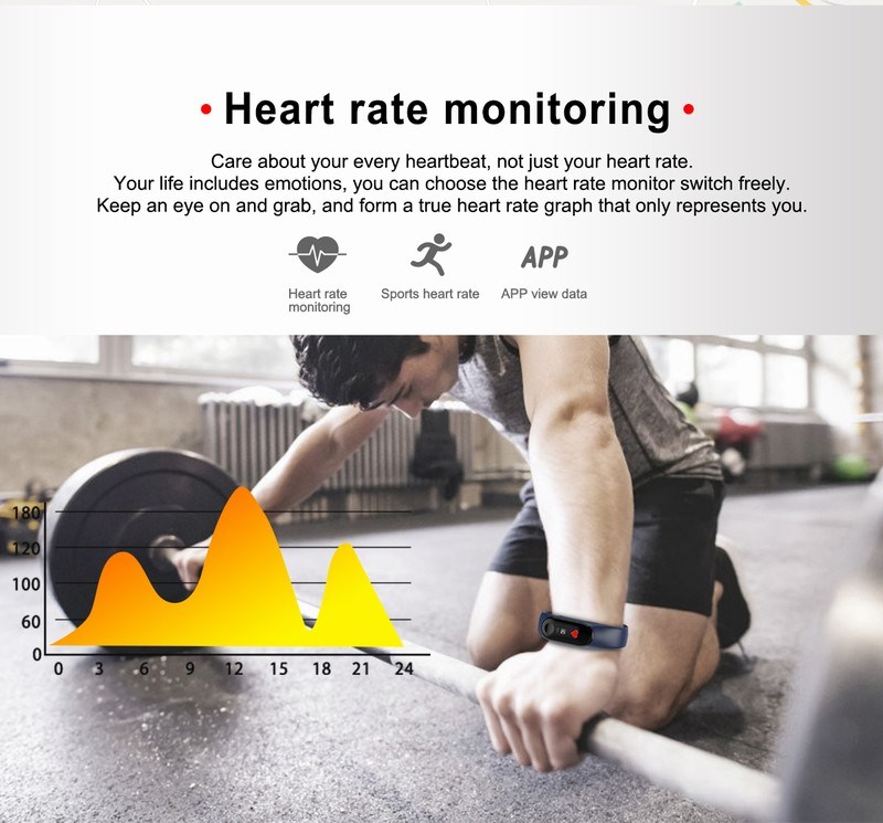 Waterproof IP67 Heart Rate Blood Pressure Monitoring Smart Bracelet