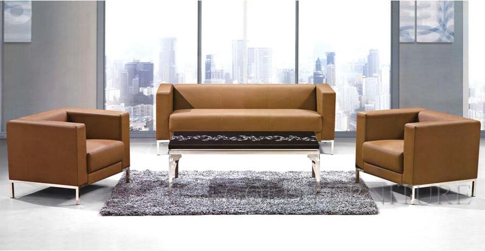 Modern Europe Italy Style Leather 1+3+1 Office Sofa Set Living Room Sofa