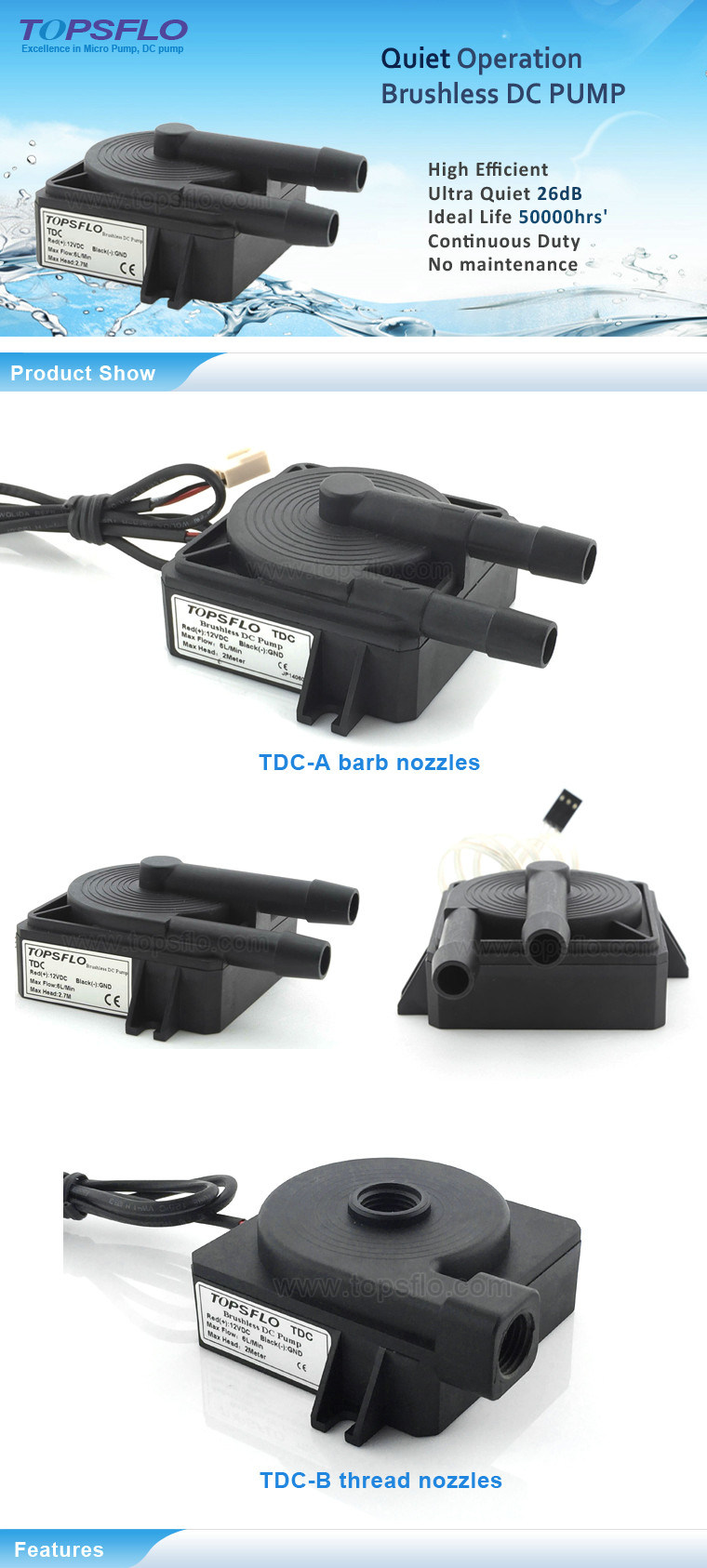 Computer Mini Brushless DC Cooling Circulation Water Pump Cooling Fan Pump