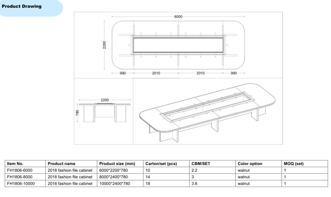 Modern Simple Cord Government Conference Table