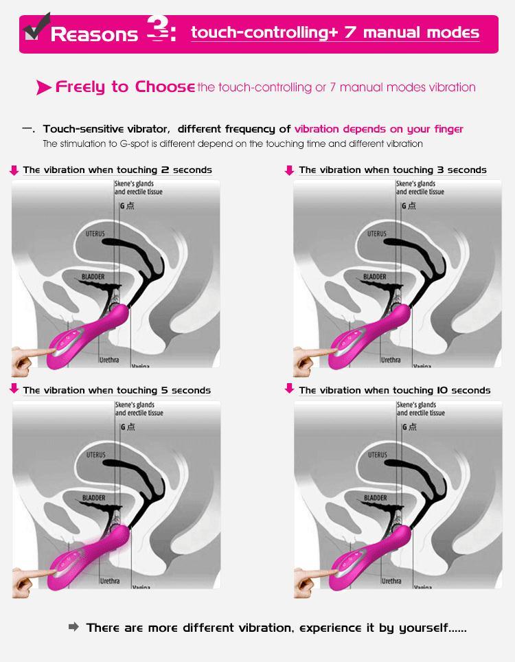 Touch Activated G Spot Vibrator, 7 Modes Waterproof Silicone Dildo Vibrator, Sex Products, Adult Sex Toys for Woman