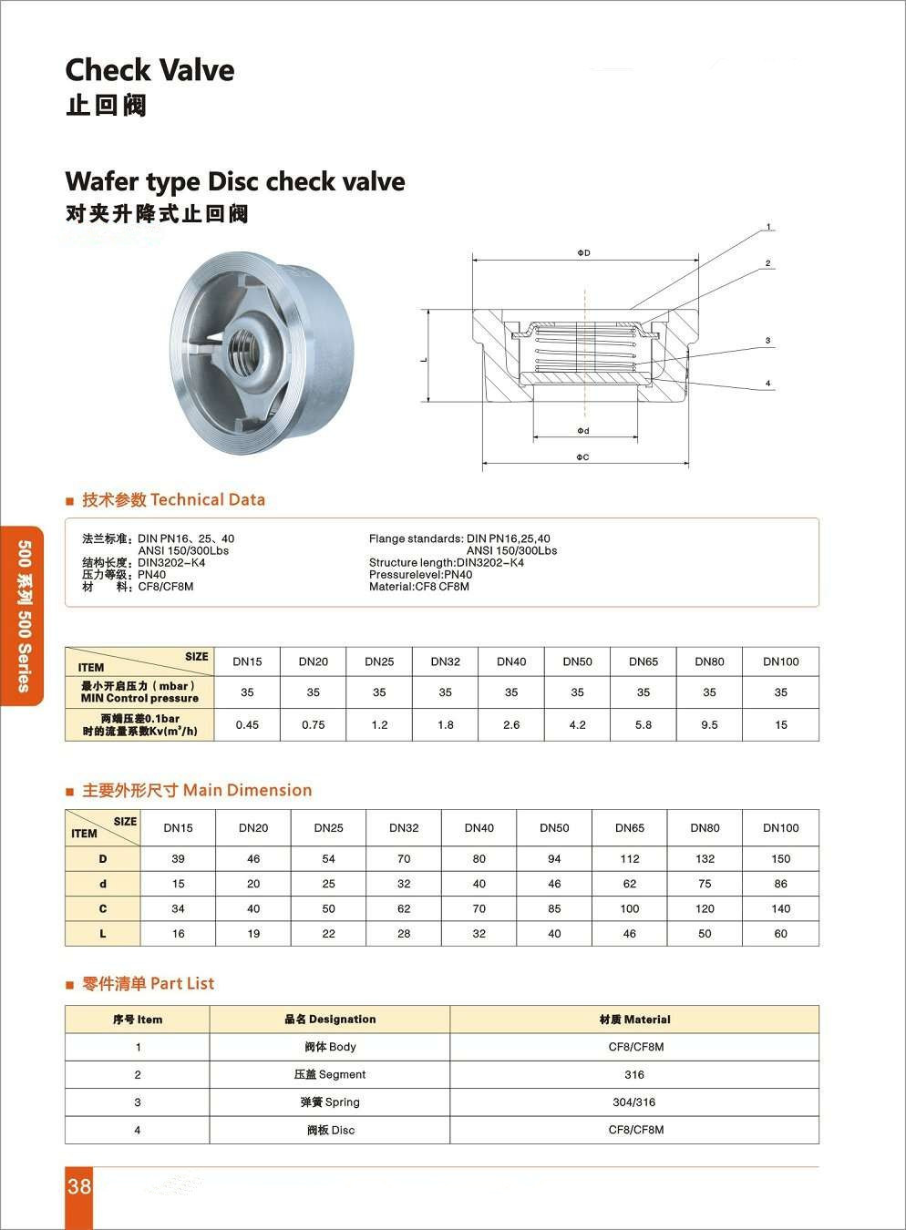 Wafer Type Dual Disc Check Valve