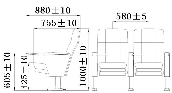 MDF Writing Table University Train Auditorium Chair