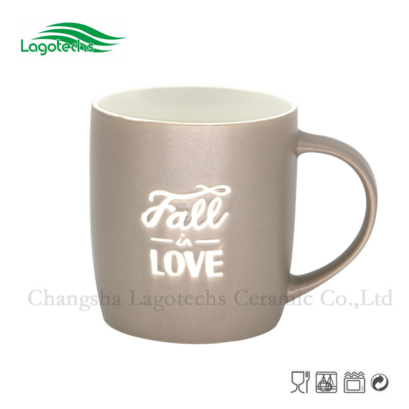 12oz Fall-in-Love Embossed Ceramic Mug