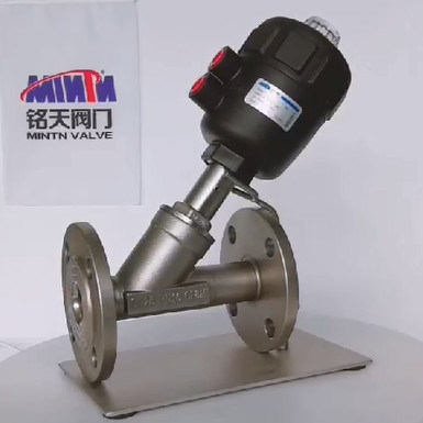Pneumatic Stainless Steel Angle Seat Valve with Plastic Actuator Flange ANSI JIS DIN GB Standard