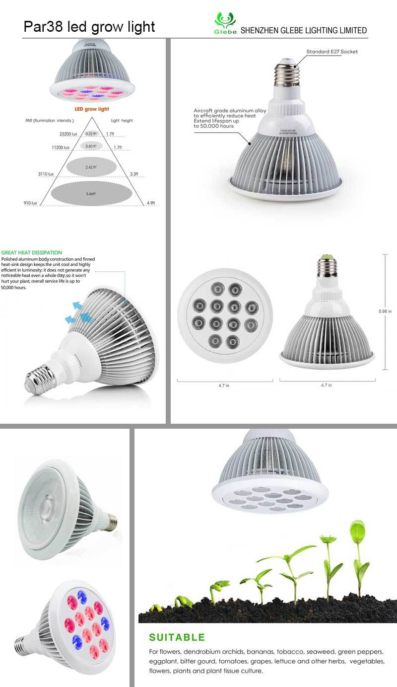 E26/E27 LED Grow Bulb Light 12W 24W 36W Parlight Spot Grow Light