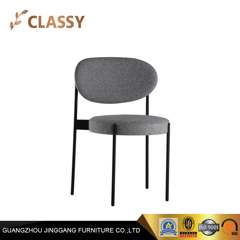 Simple Soft Fabric Restaurant Dining Chair with Four Metal Legs