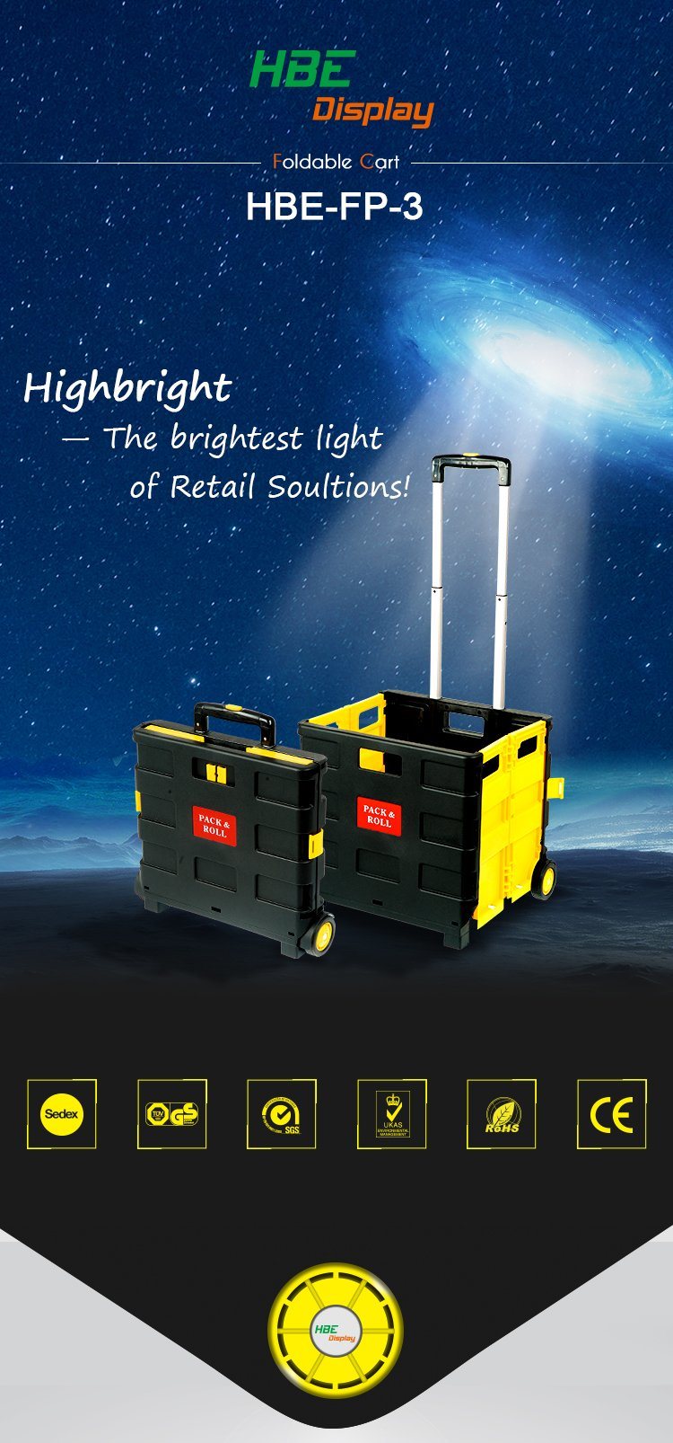 Convenient Foldable Plastic Luggage Trolley Plastic Rolling Box