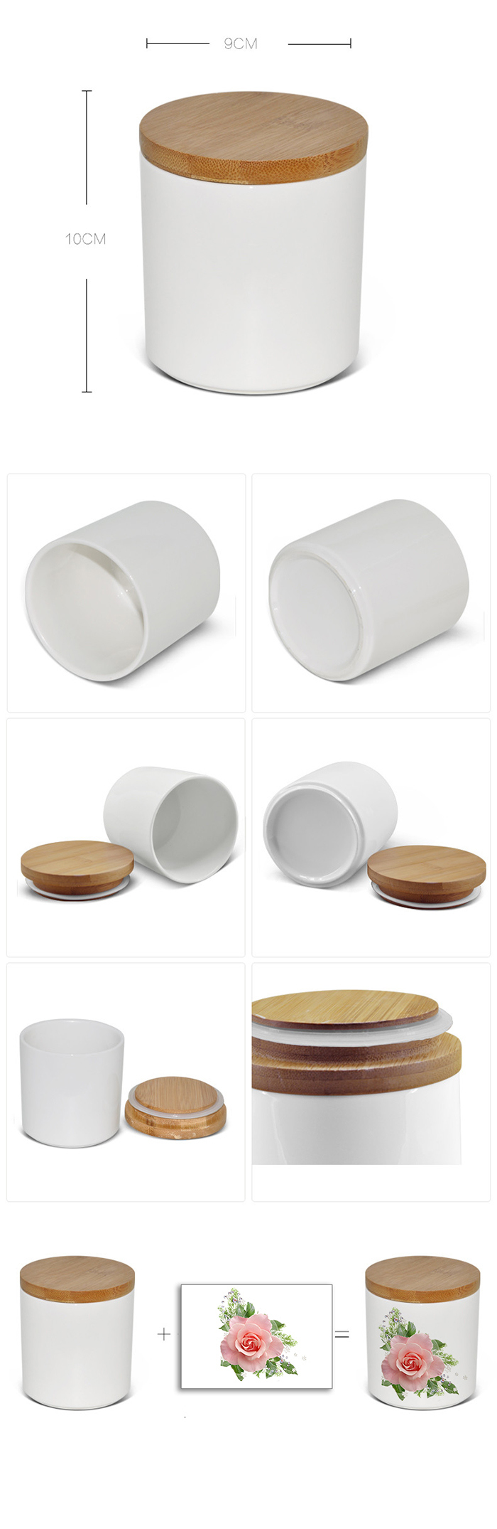 Ceramic Sublimation Canister with Airtight Seal Wooden Lid