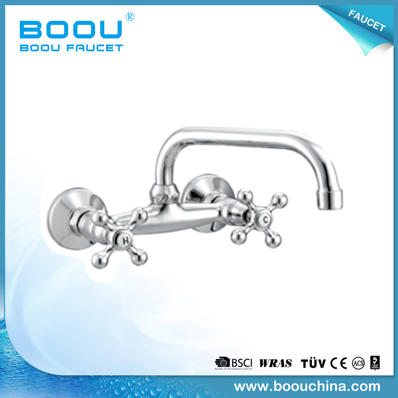 Boou High Quality Double Handle Zinc Faucets for Kitchen
