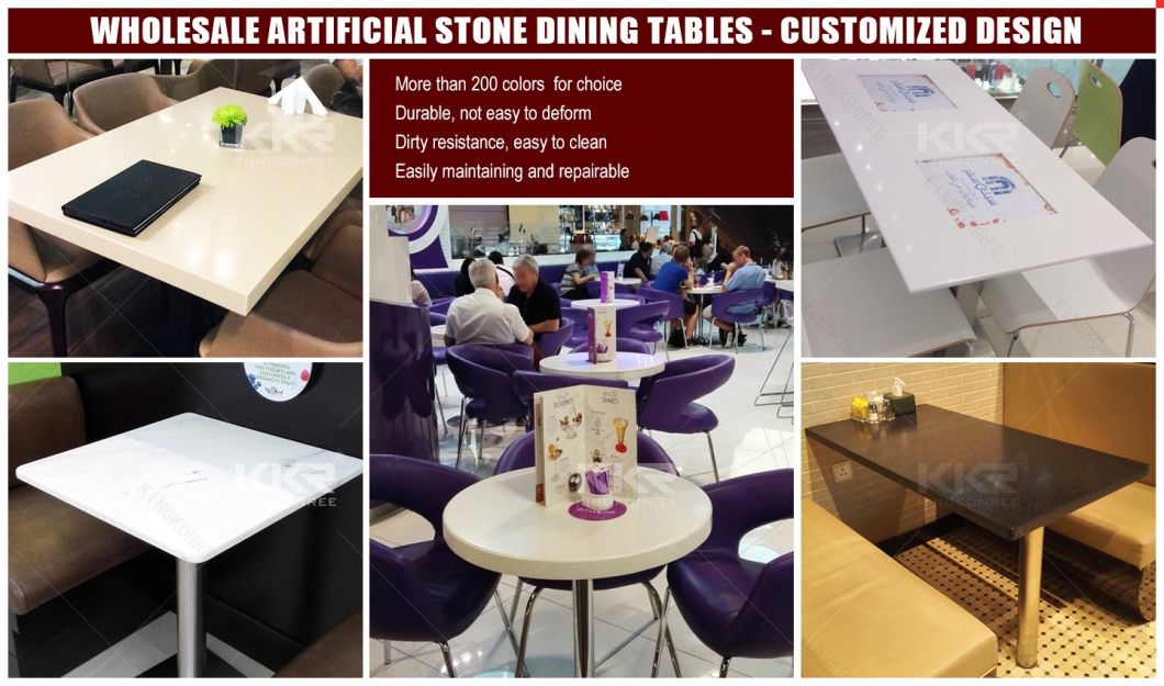 Durable White Artificial Stone Solid Surface Tables for Restaurant