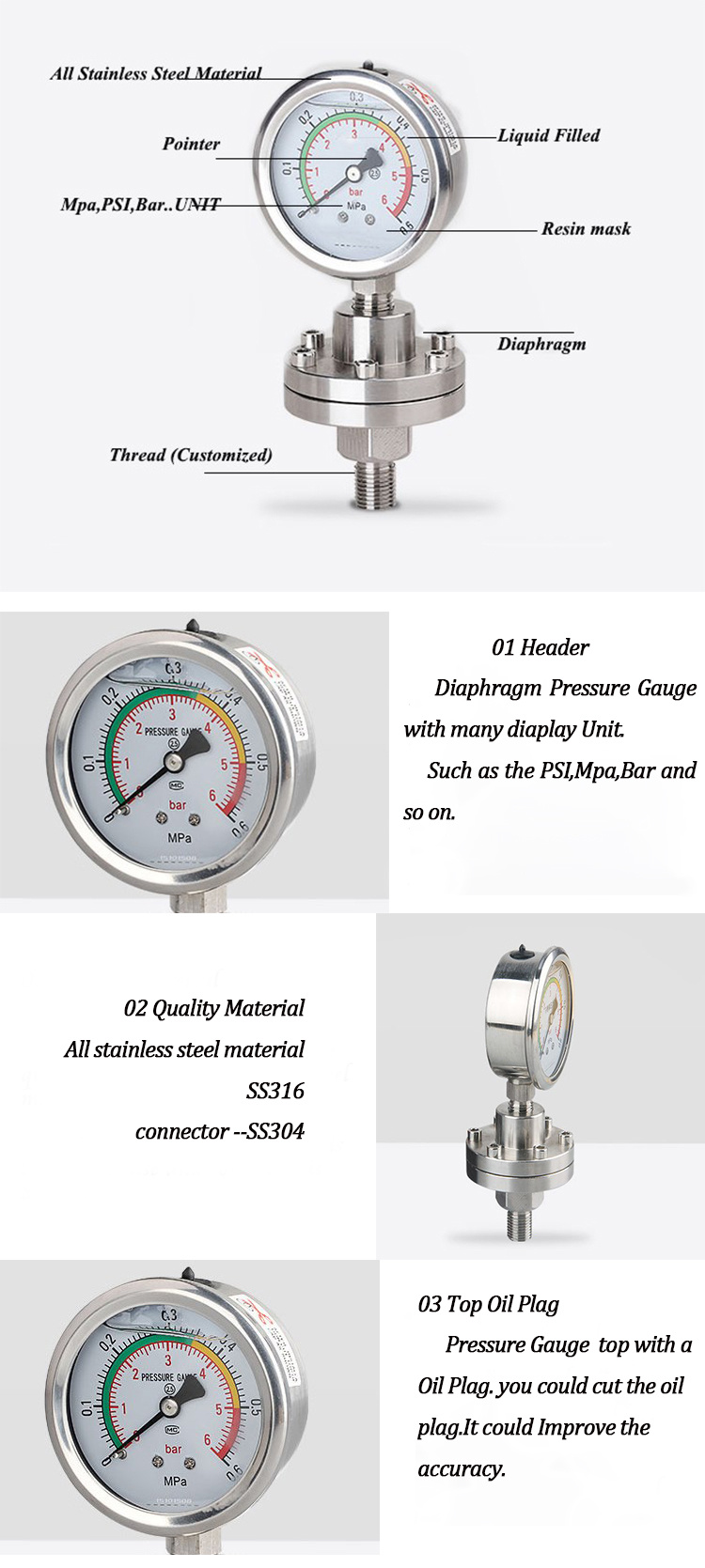 Gas Pressure Gauge Manometer