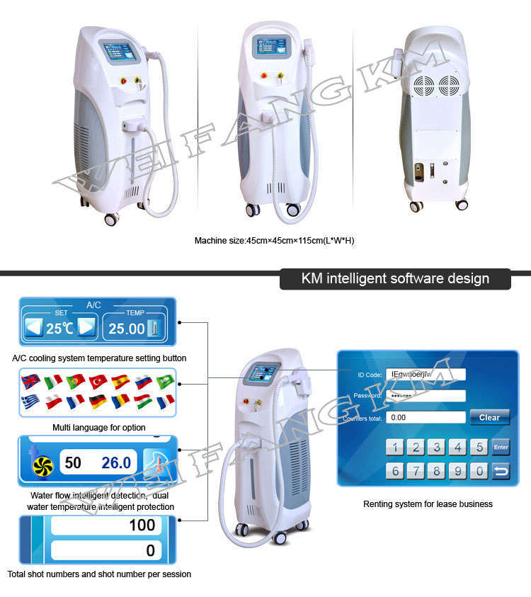 Strong Power Big Spot Size Ice Painfree Permanent Diode Laser Hair Removal 808nm Laser Beauty Equipment for Salon SPA Hospital Clinic Medical Ce IPL Shr Elight