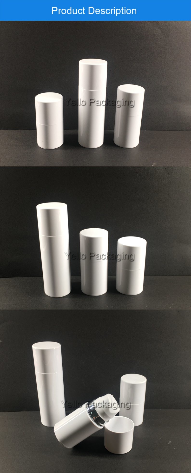 Fine Luxury Cosmetic Packaging Pet 100ml Airless Lotion Bottle