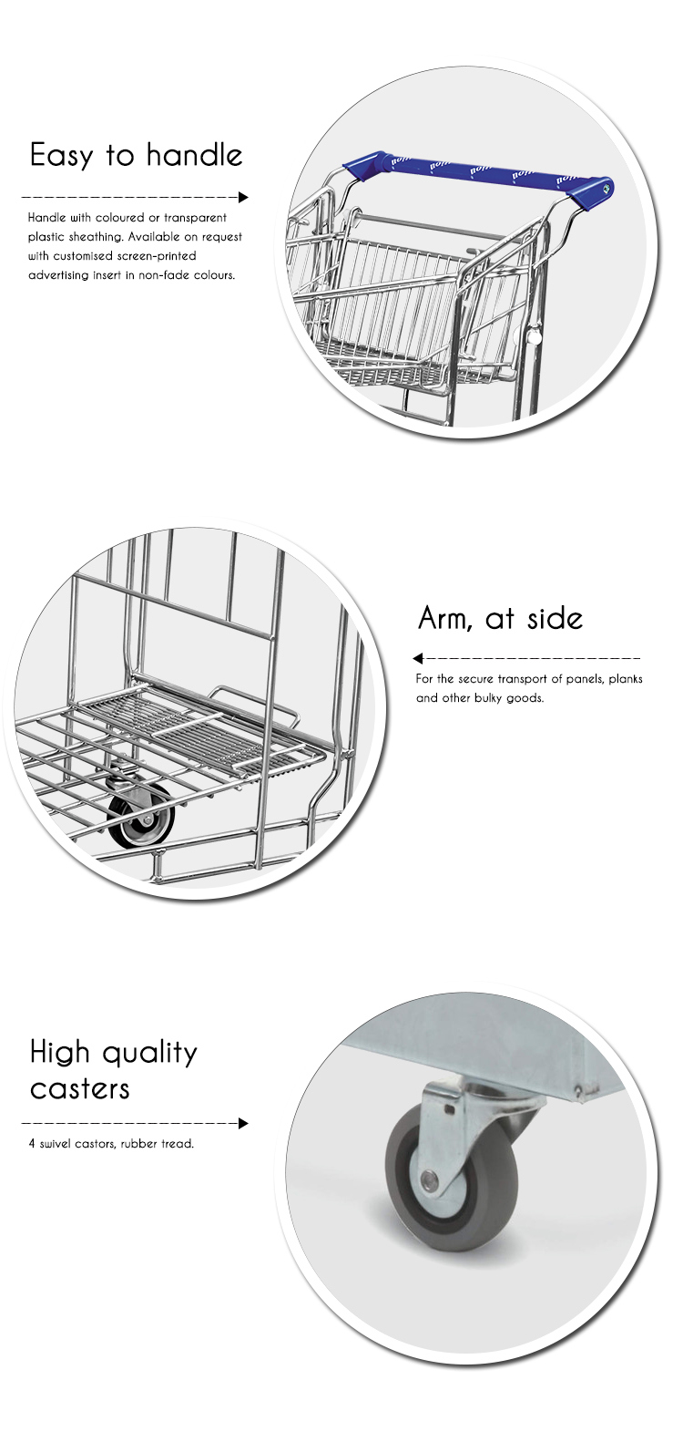 Warehouse Folding Heavy Duty Transport Trolley with Basket