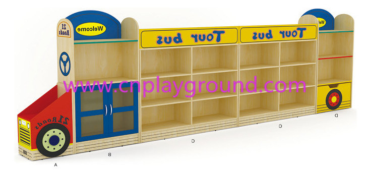 Cute Bus Modeling Kids Wooden Toy Storage Cabinet (HJ-6703)