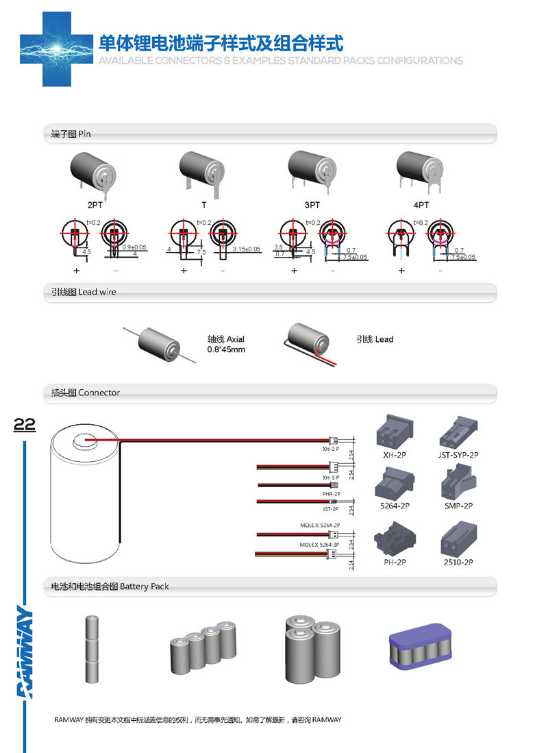 1/2AA 3.6V 1.2ah Lithium Battery for Ammeter (ER14250)