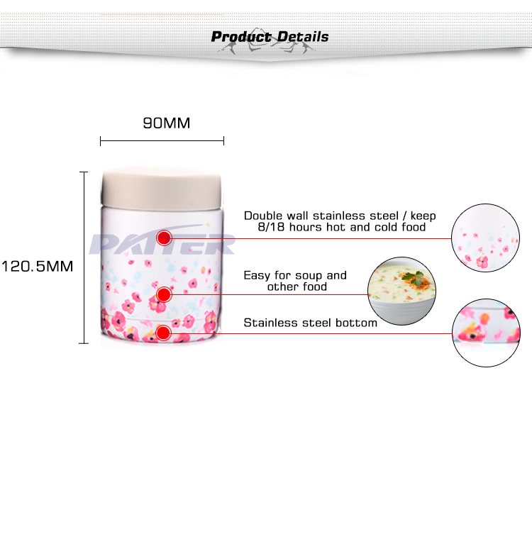 Reasonable & Acceptable Price Fashion with Printing Stainless Steel Thermo Food Jar