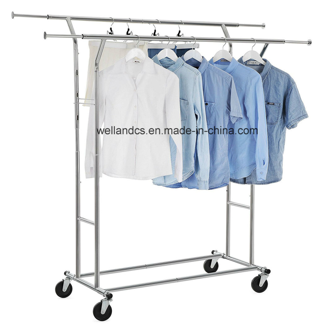 Fancy Adjustable Double Rail Clothes Garment Display Rack for Boutiques