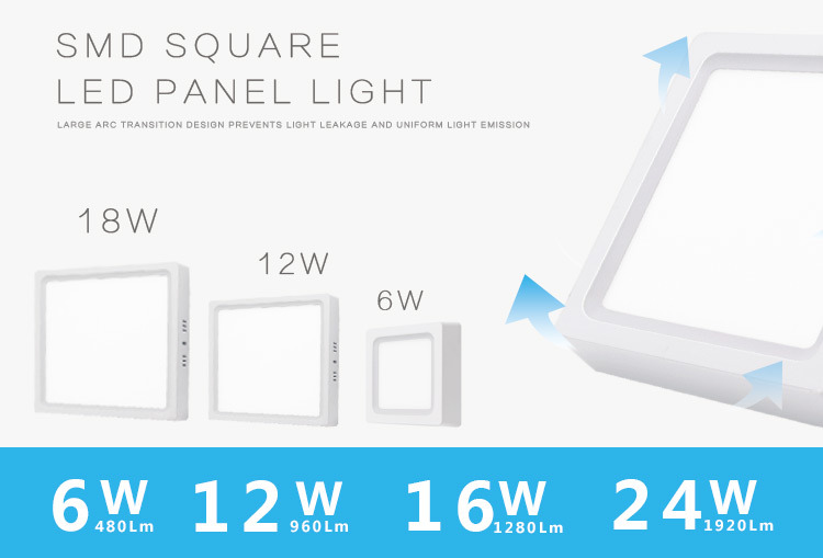 Square 6watt LED Panel 12W Ceiling Light for Home Indoor
