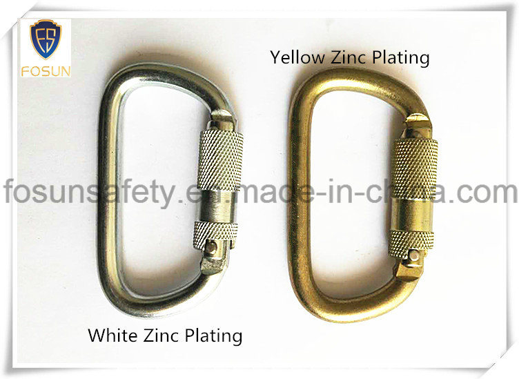 D-Shaped Twistlock Climbing Carabiner of Zinc Plating