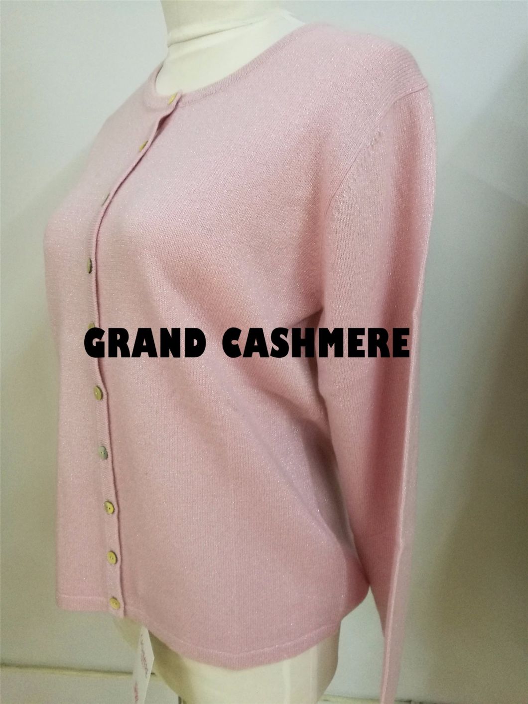 Blingbling 100% Cashmere with Lurex R Neck Cardigan