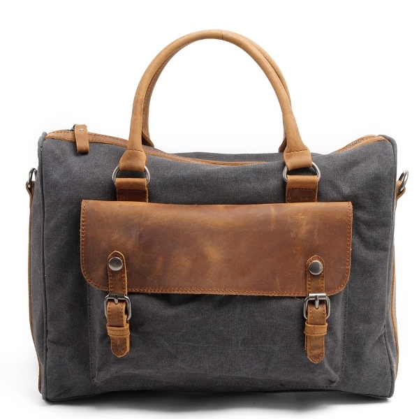 Waxed Canvas Fabric and Full Great Leather Businessman Briefcase (RS-2025F)