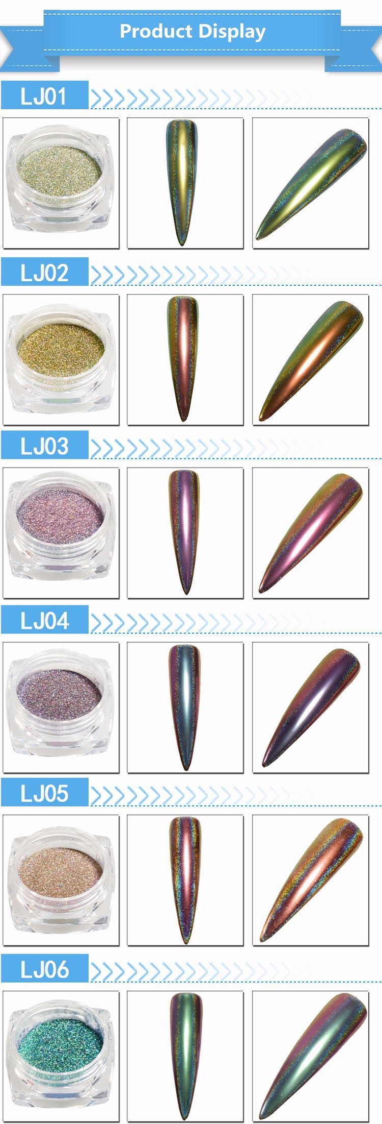 Best Sell Colorful Peacock Nail Pigment Dipping Acrylic Chrome Holographic Chameleon Nail Glitter Powder