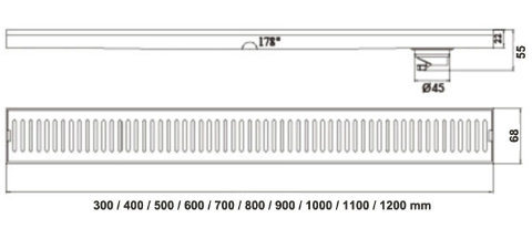 300mm Stainless Steel Bathroom Shower Long Floor Drain 11.8