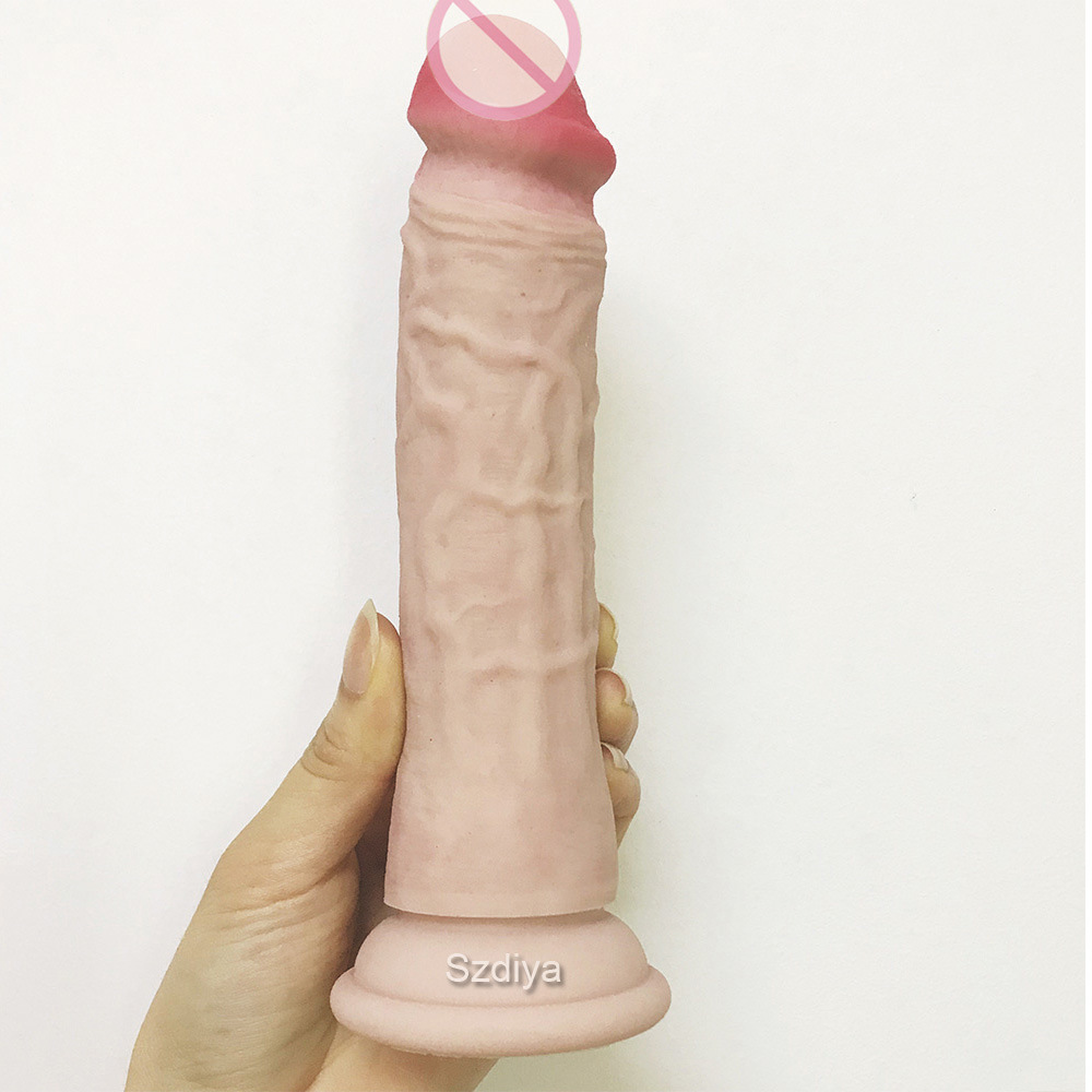 Adult Sex Toy Dual Layer Realistic Artificial Penis Silicone Dildo (DYAST446C)