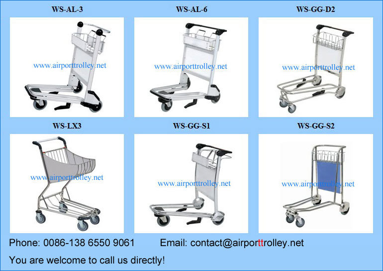 Stainless Steel 4 Wheels Airport Luggage Trolley with Brake (GG5C)