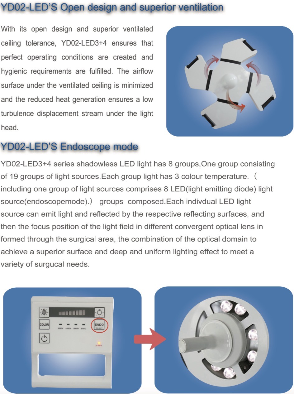 LED Shadowless Operating Lamp 4 Lamps Light with Arms