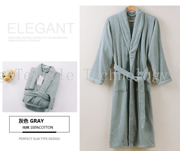 Customized Luxury Unisex Shawl Collar Cotton Velvet SPA Terry Hotel Bathrobe