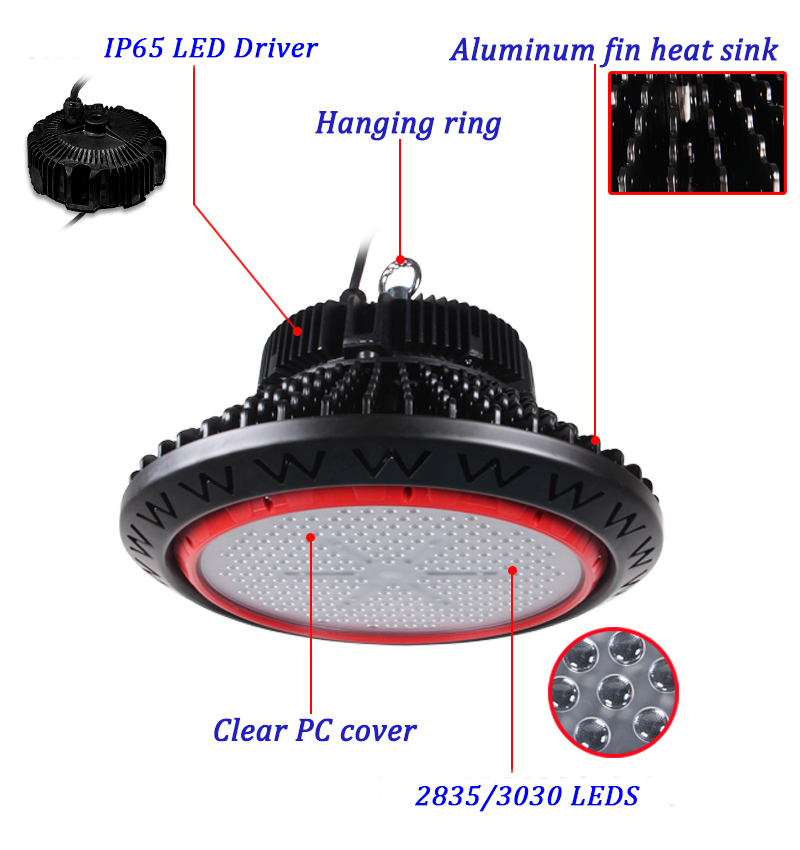 SMD2835/3030 110-130lm/W 200W Industrial LED High Bay Light