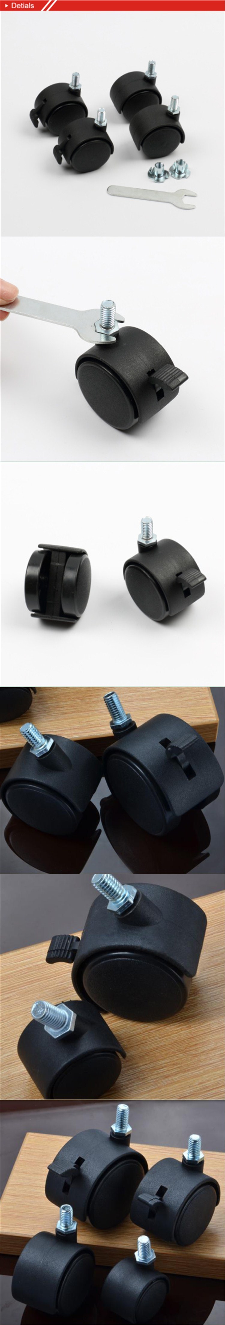 Tk-Jc 1204 Black Small Rubber Office Chair Wheels Silicone Furniture Caster