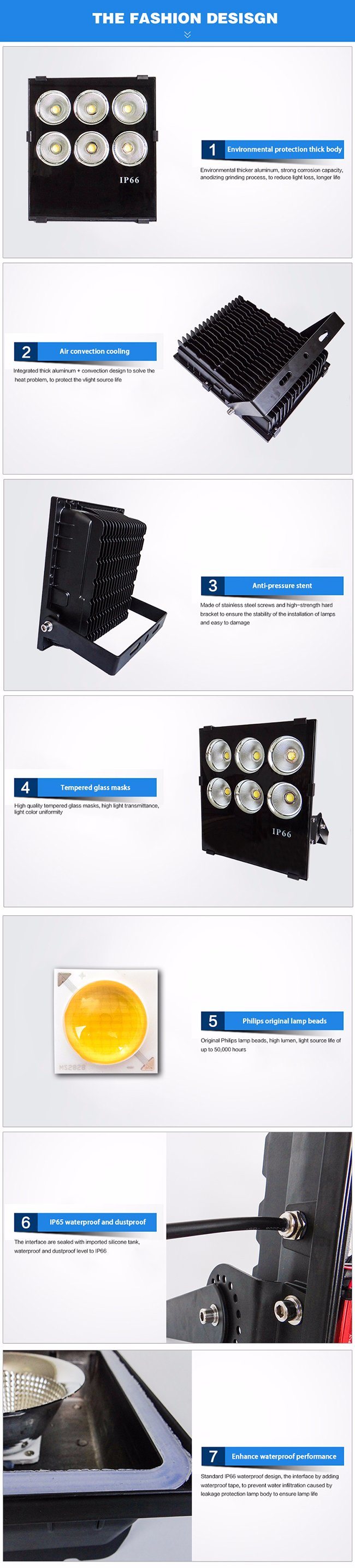 100W Best Outdoor Spotlight Flood Lighting IP66 LED Flood Light