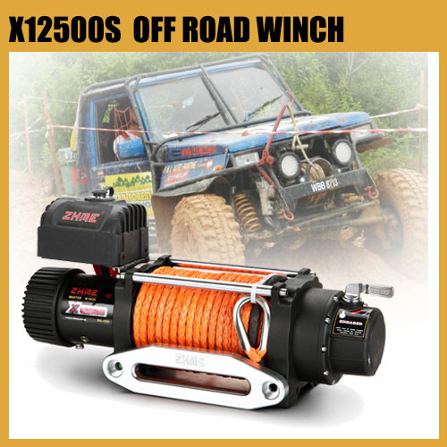12 Volt 12500lbs Truck Towing Winch with Synthetic Rope