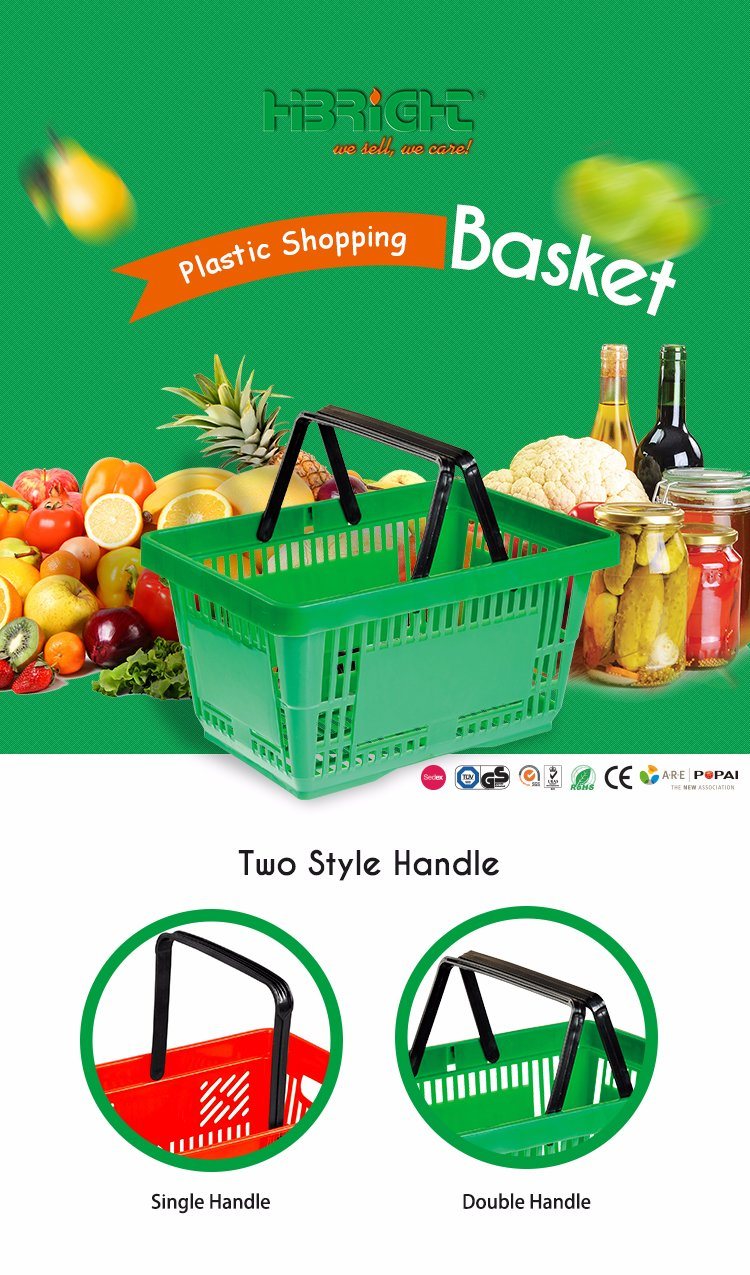 Metal Handle Plastic Supermarket Shopping Basket