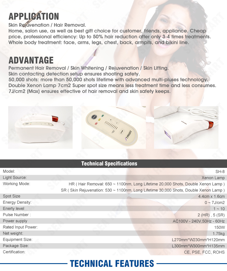 Portable IPL Machine for Super Hair Removal (SHR) and Skin Rejuvenation