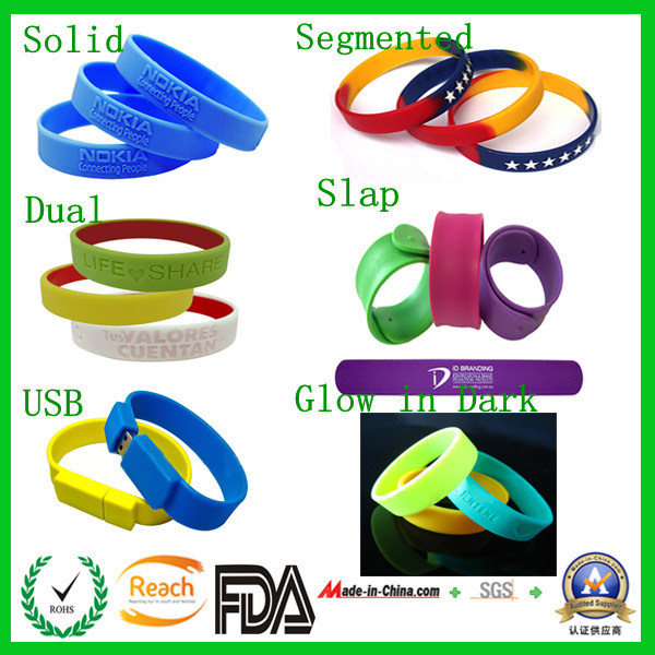 OEM Multicolor Debossed Silicone Bracelet for Promotion Gift
