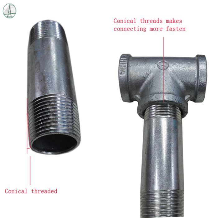 BS 21 NPT Threaded Hot Dipped Galvanized Steel Pipe Nipple