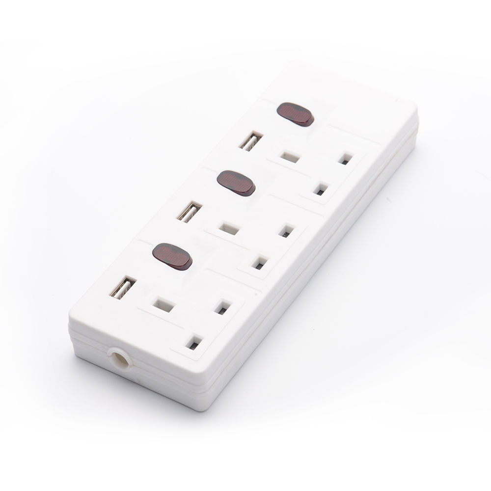 Functional 4 Way BS Electric Extension Board Power Strip with 4 USB and Child Protect