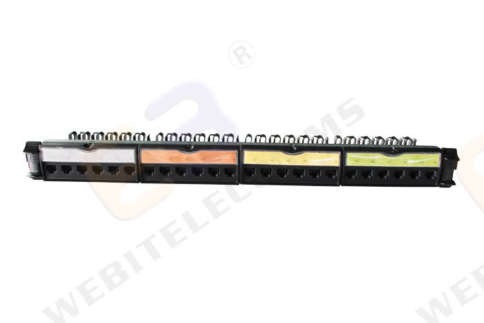 UTP 1u 24 Ports CAT6 Free-Tool Colored Network Patch Panel