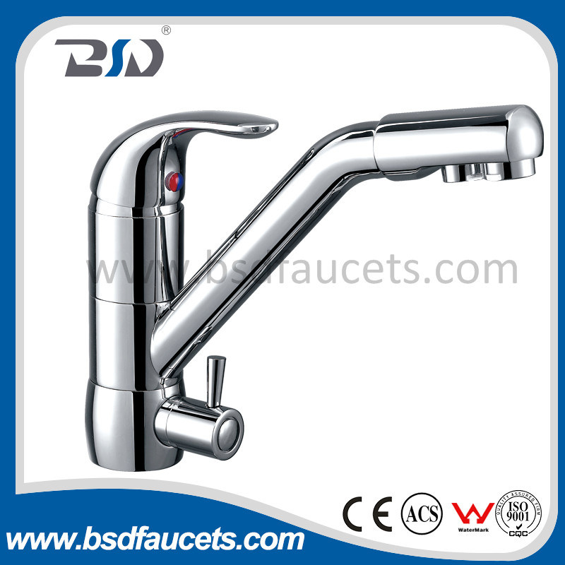 Copper Hot/Cold/Drinking Water Basin Kitchen Chrome 3 Way Sink Faucet